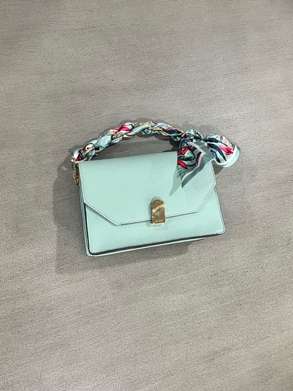 Aldo Mint Green Shoulder Bag with Twisted Scarf Handle